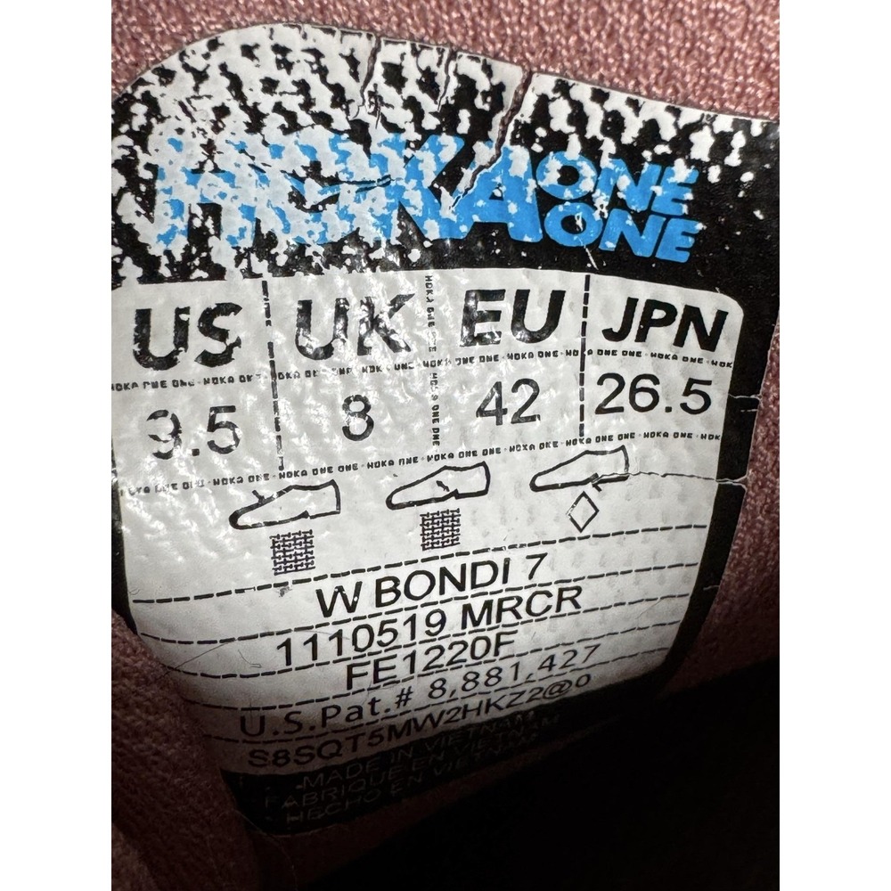 Hoka One One Bondi 7 Shoes Womens Size 9.5 Pink Running Sneakers 1110519 - Picture 13 of 14